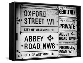 Antique Enamelled Signs - W11 Railroad Wall Plaque Signs - Wall Signs - Notting Hill - London - UK-Philippe Hugonnard-Framed Stretched Canvas