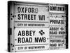 Antique Enamelled Signs - W11 Railroad Wall Plaque Signs - Wall Signs - Notting Hill - London - UK-Philippe Hugonnard-Stretched Canvas