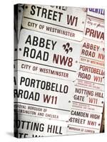 Antique Enamelled Signs - W11 Railroad Wall Plaque Signs - Wall Signs - Notting Hill - London - UK-Philippe Hugonnard-Stretched Canvas