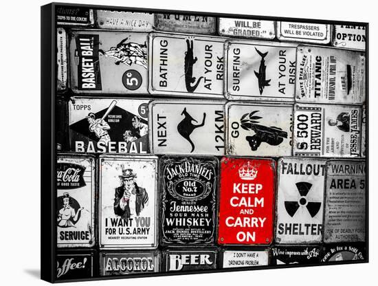 Antique Enamelled Signs - W11 Railroad Wall Plaque Signs - Wall Signs - Notting Hill - London - UK-Philippe Hugonnard-Framed Stretched Canvas