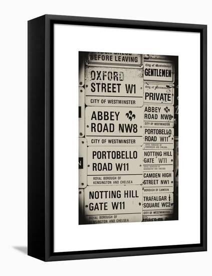 Antique Enamelled Signs - W11 Railroad Wall Plaque Signs - Wall Signs - Notting Hill - London - UK-Philippe Hugonnard-Framed Stretched Canvas