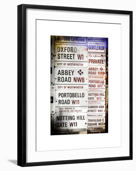 Antique Enamelled Signs - W11 Railroad Wall Plaque Signs - Wall Signs - Notting Hill - London - UK-Philippe Hugonnard-Framed Art Print