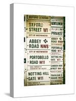 Antique Enamelled Signs - W11 Railroad Wall Plaque Signs - Wall Signs - Notting Hill - London - UK-Philippe Hugonnard-Stretched Canvas