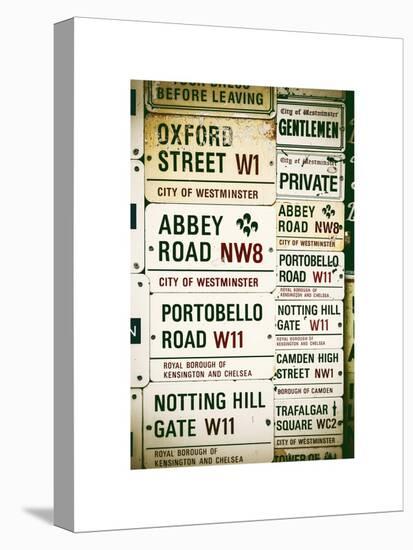 Antique Enamelled Signs - W11 Railroad Wall Plaque Signs - Wall Signs - Notting Hill - London - UK-Philippe Hugonnard-Stretched Canvas