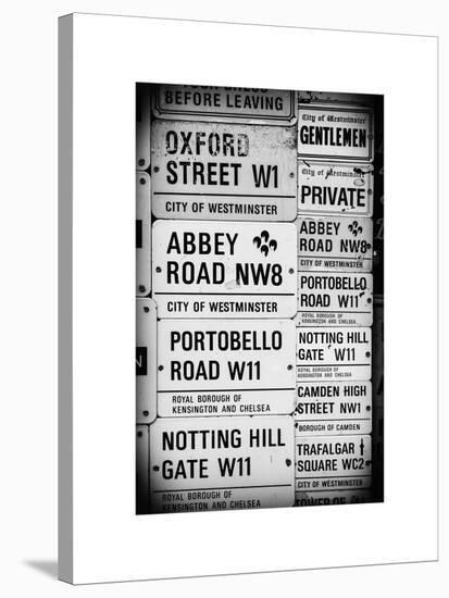 Antique Enamelled Signs - W11 Railroad Wall Plaque Signs - Wall Signs - Notting Hill - London - UK-Philippe Hugonnard-Stretched Canvas