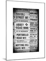 Antique Enamelled Signs - W11 Railroad Wall Plaque Signs - Wall Signs - Notting Hill - London - UK-Philippe Hugonnard-Mounted Art Print