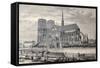 Antique Engraved Illustration Of Notre Dame De Paris, From A Drawing Of Fichot And Gaildrau-marzolino-Framed Stretched Canvas