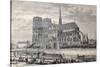 Antique Engraved Illustration Of Notre Dame De Paris, From A Drawing Of Fichot And Gaildrau-marzolino-Stretched Canvas