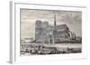 Antique Engraved Illustration Of Notre Dame De Paris, From A Drawing Of Fichot And Gaildrau-marzolino-Framed Art Print