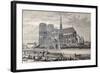 Antique Engraved Illustration Of Notre Dame De Paris, From A Drawing Of Fichot And Gaildrau-marzolino-Framed Art Print