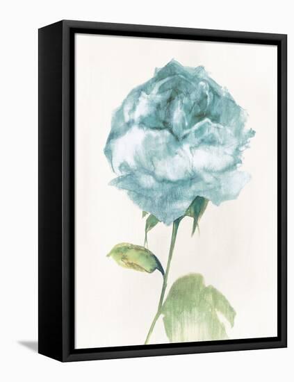 Antique Floral on Cream II Blue-Wild Apple Portfolio-Framed Stretched Canvas