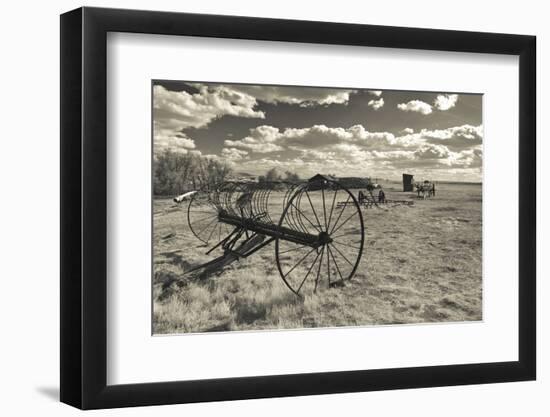 Antique Hay Raker, Prairie Homestead, Cactus Flat, South Dakota, USA-Walter Bibikow-Framed Photographic Print