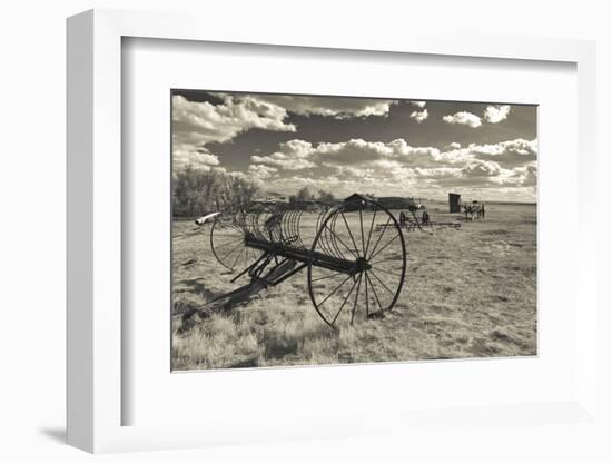 Antique Hay Raker, Prairie Homestead, Cactus Flat, South Dakota, USA-Walter Bibikow-Framed Photographic Print