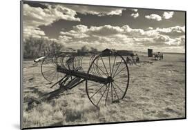 Antique Hay Raker, Prairie Homestead, Cactus Flat, South Dakota, USA-Walter Bibikow-Mounted Photographic Print