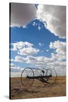 Antique Hay Raker, Prairie Homestead, Cactus Flat, South Dakota, USA-Walter Bibikow-Stretched Canvas