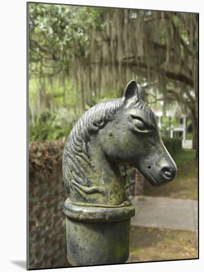 Antique Horse Head Carriage Hitch and Oak Trees in Spanish Moss, Beaufort, South Carolina, Usa-Cindy Miller Hopkins-Mounted Photographic Print