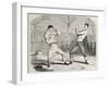 Antique Humorous Illustration Of A Boxing Match Beginning-marzolino-Framed Art Print