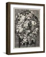 Antique Illustration Of A Mascaron Framed By Flowers: Architectural Decorative Element-marzolino-Framed Art Print