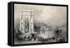Antique Illustration Of Arco Di Traiano In Ancona, Italy-marzolino-Framed Stretched Canvas