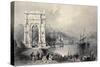 Antique Illustration Of Arco Di Traiano In Ancona, Italy-marzolino-Stretched Canvas