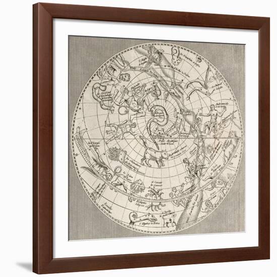 Antique Illustration Of Celestial Planisphere (Northern Hemisphere) With Constellations-marzolino-Framed Art Print
