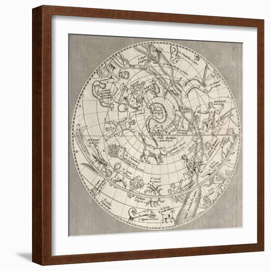 Antique Illustration Of Celestial Planisphere (Northern Hemisphere) With Constellations-marzolino-Framed Art Print