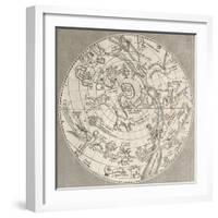 Antique Illustration Of Celestial Planisphere (Northern Hemisphere) With Constellations-marzolino-Framed Art Print