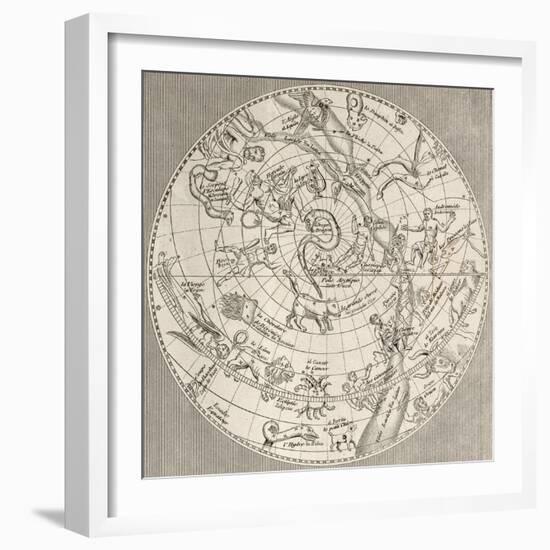 Antique Illustration Of Celestial Planisphere (Northern Hemisphere) With Constellations-marzolino-Framed Art Print