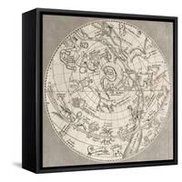 Antique Illustration Of Celestial Planisphere (Northern Hemisphere) With Constellations-marzolino-Framed Stretched Canvas