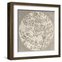 Antique Illustration Of Celestial Planisphere (Northern Hemisphere) With Constellations-marzolino-Framed Art Print