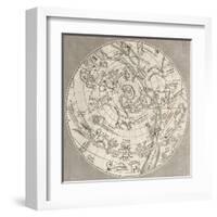 Antique Illustration Of Celestial Planisphere (Northern Hemisphere) With Constellations-marzolino-Framed Art Print