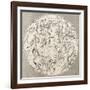 Antique Illustration Of Celestial Planisphere (Southern Hemisphere) With Constellations-marzolino-Framed Art Print