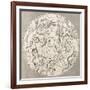 Antique Illustration Of Celestial Planisphere (Southern Hemisphere) With Constellations-marzolino-Framed Art Print