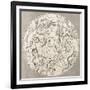 Antique Illustration Of Celestial Planisphere (Southern Hemisphere) With Constellations-marzolino-Framed Art Print