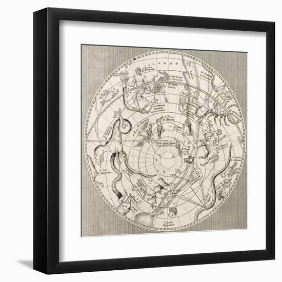 Antique Illustration Of Celestial Planisphere (Southern Hemisphere) With Constellations-marzolino-Framed Art Print