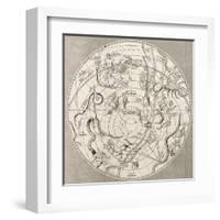 Antique Illustration Of Celestial Planisphere (Southern Hemisphere) With Constellations-marzolino-Framed Art Print