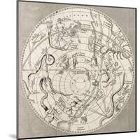 Antique Illustration Of Celestial Planisphere (Southern Hemisphere) With Constellations-marzolino-Mounted Art Print