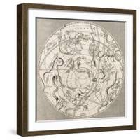 Antique Illustration Of Celestial Planisphere (Southern Hemisphere) With Constellations-marzolino-Framed Art Print