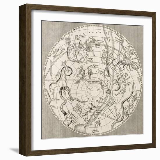 Antique Illustration Of Celestial Planisphere (Southern Hemisphere) With Constellations-marzolino-Framed Art Print