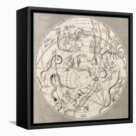 Antique Illustration Of Celestial Planisphere (Southern Hemisphere) With Constellations-marzolino-Framed Stretched Canvas