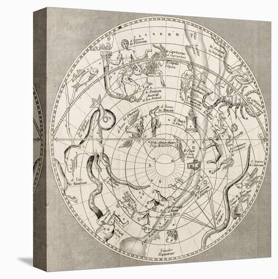 Antique Illustration Of Celestial Planisphere (Southern Hemisphere) With Constellations-marzolino-Stretched Canvas