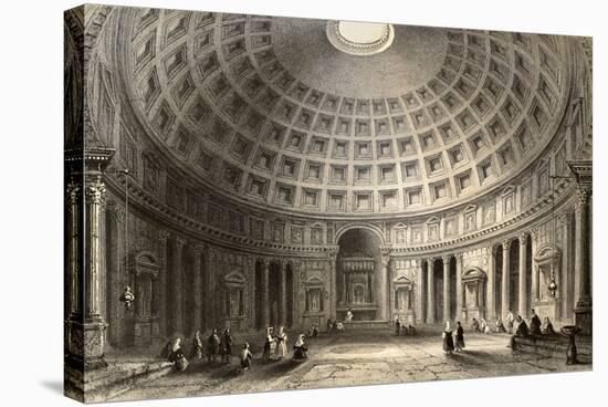 Antique Illustration Of Pantheon In Rome, Italy-marzolino-Stretched Canvas