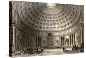 Antique Illustration Of Pantheon In Rome, Italy-marzolino-Stretched Canvas