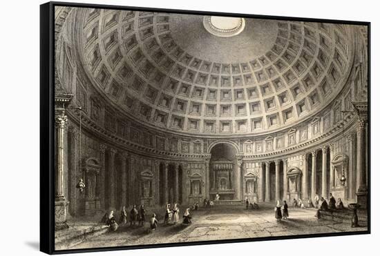 Antique Illustration Of Pantheon In Rome, Italy-marzolino-Framed Stretched Canvas