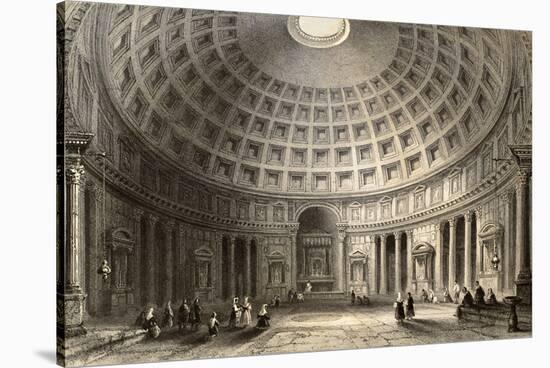 Antique Illustration Of Pantheon In Rome, Italy-marzolino-Stretched Canvas