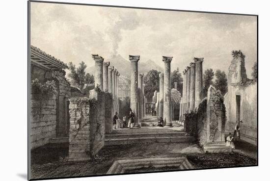 Antique Illustration Of Pompeii Roman House, Southern Italy-marzolino-Mounted Premium Giclee Print