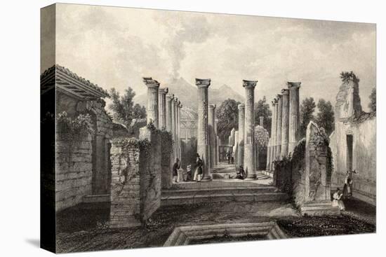 Antique Illustration Of Pompeii Roman House, Southern Italy-marzolino-Stretched Canvas