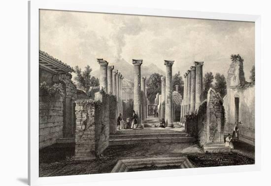 Antique Illustration Of Pompeii Roman House, Southern Italy-marzolino-Framed Art Print