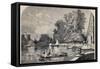 Antique Illustrations Of Fontainebleau Basin And Castle-marzolino-Framed Stretched Canvas
