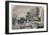 Antique Illustrations Of Fontainebleau Basin And Castle-marzolino-Framed Art Print